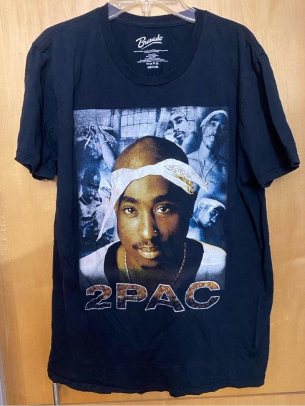 Bravado 2016 Black 2Pac Portrait Collage Graphic Short Sleeve Tee 90s Hip Hop M